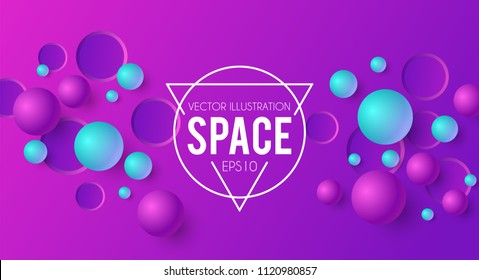 Abstract 3D Geometric Background. Contrast Color Design Pemplate. Flying Sphere. Vector illustration