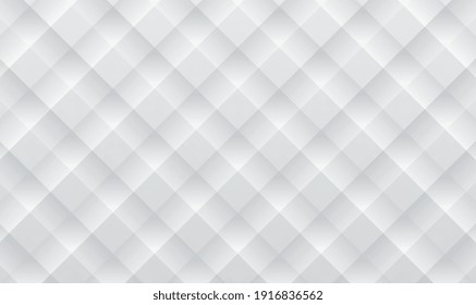 Abstract 3d geometric background. Tileable 3D modern recurring design techno textural fond of gray celluar plastic grid. Trendy extruded bulging tracery paper. White and grey geometric texture. Vector