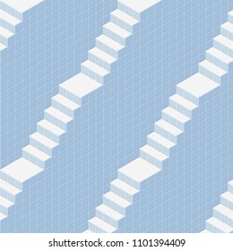 Abstract 3d geometric background. vector illustration. Ladder axonometry. Steps. Architectural elements. Stairs, seamless pattern. Vector illustration in isometric. Stairs construction