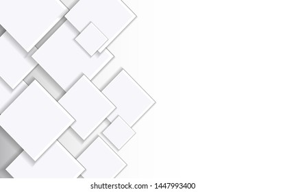 Abstract 3d geometric background with white and gray square rhombus structure style. Modern vector graphic blank space design for use element cover, brochure, banner, card, business, advertising