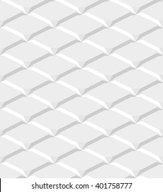 Abstract 3d geometric background. White seamless texture with shadow. Simple clean background texture. 3d vector interior wall panel pattern. Tiled volume structure. Volume fabric blanket. Quilt.