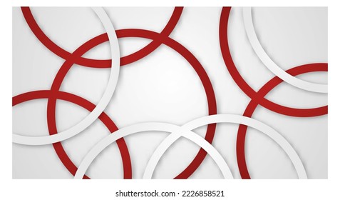 Abstract 3D Geometric Circle Stripes Lines Papercut Background with Red and White Colors Realistic Decoration Pattern