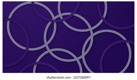 Abstract 3D Geometric Circle Stripes Lines Papercut Background with Dark Purple and White Colors Realistic Decoration Pattern