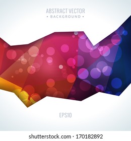 Abstract 3D geometric colorful vector background with glow bokeh