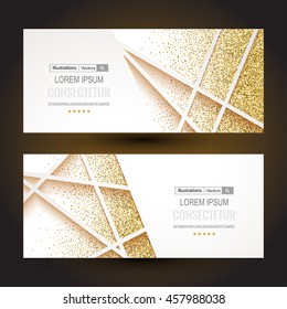 Abstract 3D geometric gold background.Gold glitter card design.Vector illustration for business presentation.