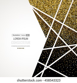 Abstract 3D geometric gold background.Gold banner. Gold glitter card design.Vector illustration for business presentation.