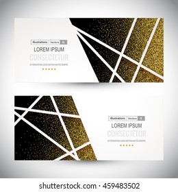 Abstract 3D geometric gold background.Gold banner. Gold glitter card design.Vector illustration for business presentation.