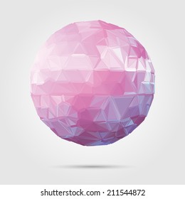 Abstract 3D geometric illustration. Pink sphere on white background.