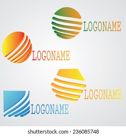Abstract 3d Geometric Logo Icons. Isolated Collection of Vector Business Elements.