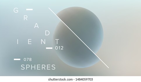 Abstract 3D Geometric Minimal Background with Floating Glowing Gradient Sphere. Futuristic Scientific Technology Landing Page, Cover or Poster Template with Subatomic Particles, Molecules.