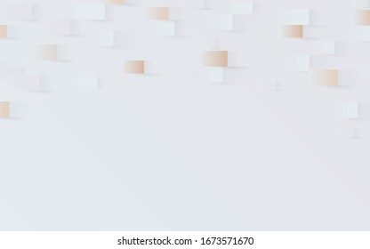 Abstract 3d geometric pattern background with white and gold. Vector illustration