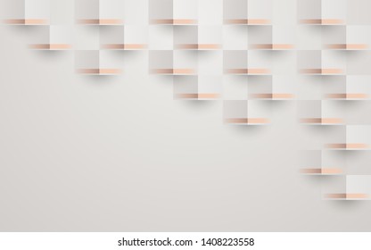 Abstract 3d geometric pattern luxury white with gold background