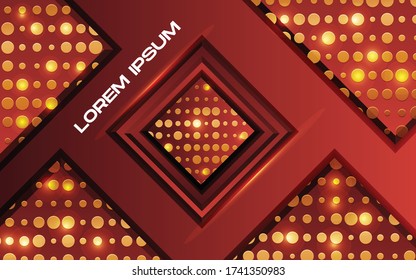 Abstract 3d geometric pattern luxury dark red with gold  Eps 10 Vector