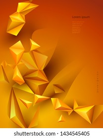 Abstract 3D Geometric, Polygon, Triangle pattern shape. Yellow, orange gradient color background. Vector illustration polygonal technology background for banner, template, wallpaper, web design