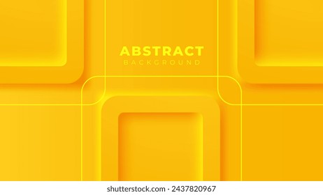 Abstract 3d Geometric realistic paper cut background with gradient rectangle shape yellow colors.