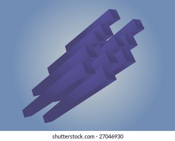 Abstract 3d geometric rectangular cluster shape illustration