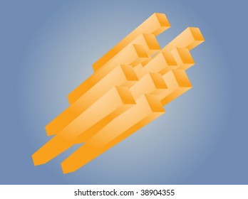 Abstract 3d geometric rectangular cluster shape illustration