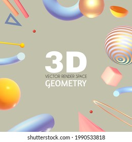 Abstract 3D geometric render background. Realistic minimal space.