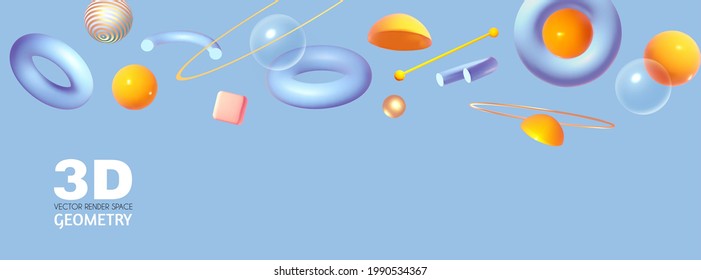 Abstract 3D geometric render background. Realistic minimal space.