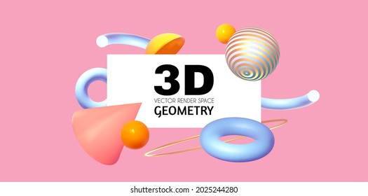 Abstract 3D geometric render background. Realistic minimal space.