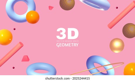 Abstract 3D geometric render background. Realistic minimal space.