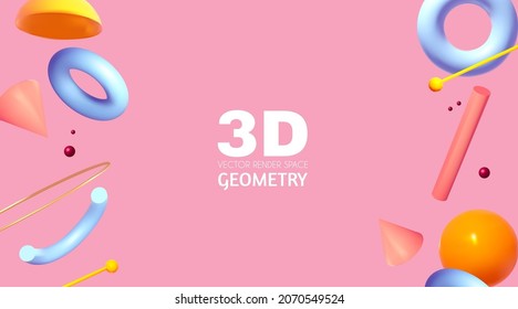 Abstract 3D geometric render background. Realistic minimal space.