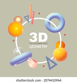 Abstract 3D geometric render background. Realistic minimal space.