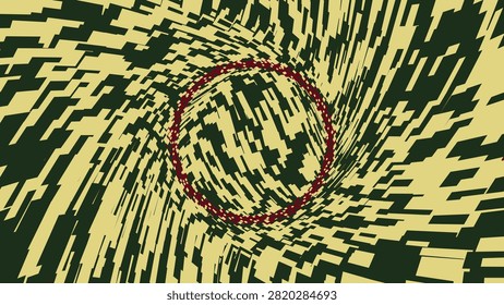 Abstract 3d geometric ring with pixelated background