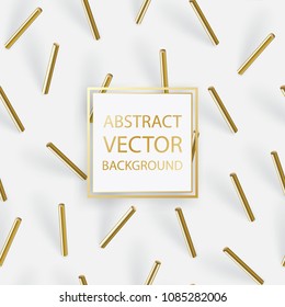 Abstract 3d geometric seamless pattern with cylinder shapes. Vector realistic illustration of golden capsules with shadows. Modern minimalistic background