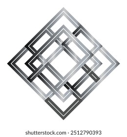 Abstract 3D geometric shape logo featuring vector elements and modern design, perfect for creating a striking background and unique brand icon.