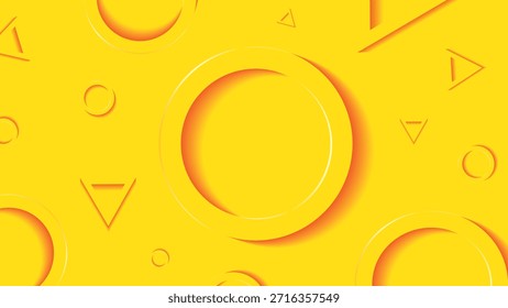 Abstrato formas geométricas 3D círculo e triângulo com fundo amarelo. Para sites, capas, banners, cartazes, brochuras, folhetos, papéis de parede, negócios, apresentações, infográfico.