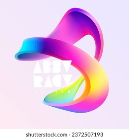 Abstract 3D geometric shapes. Liquid iridescent form of spiral line.
