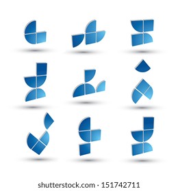 Abstract 3d geometric simple symbols set, vector abstract icons.