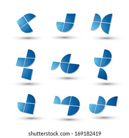 Abstract 3d geometric simple symbols set, vector abstract icons.