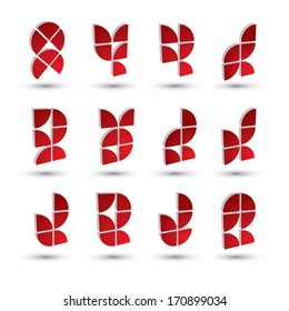 Abstract 3d geometric simple symbols set, vector abstract icons.