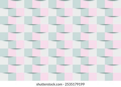 Abstrato 3d geométrico quadrado sem costura padrão com cores cinza e rosa no fundo cinza claro.