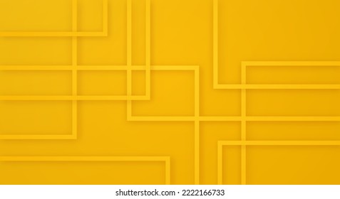 Abstrakte 3D-Streifen Linien Geometrisches 3D-Quadrat Papier auf hellgelbem Hintergrund Realistisches Dekorationsmuster