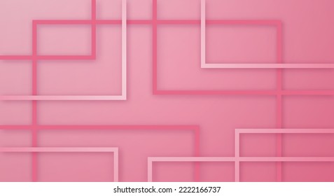 Abstract 3D Geometric Square Stripes Lines Paper cut Background with Pink Light Colors Realistic Decoration Pattern
