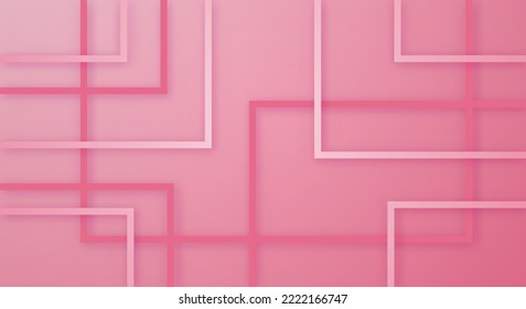 Abstract 3D Geometric Square Stripes Lines Paper cut Background with Pink Light Colors Realistic Decoration Pattern