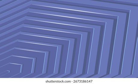Abstract 3D geometric vector background with layered hexagonal lines creating a tunnel-like effect in shades of blue. A modern design suitable for technology, digital art and futuristic concepts.