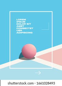 Plantilla de afiche de vector geométrico abstracto 3d con colores pastel suaves. Estilo minimalista y moderno. Tamaño de carta, página, volante o banner. Ilustración Eps10.