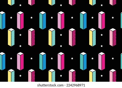 Abstrakte geometrische 3D-Vektorformen. Die Memphis setzen isometrische geometrische Figuren und Formen. dekorative isometrische und hipster Memphis Formen. Vektorgrafik