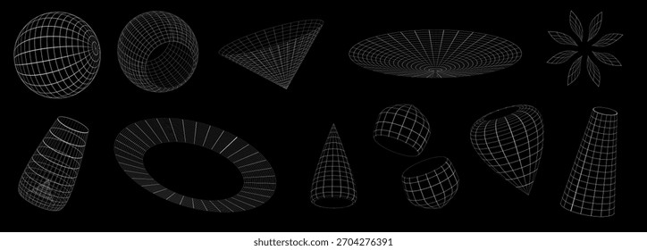Abstract 3D geometric wireframe shapes and structures for modern technical design