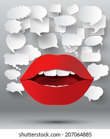 Abstract 3D Geometrical Design of bubble speech and lip.