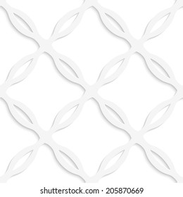 Abstract 3d geometrical seamless background. White curved squares net with cut out of paper effect. 