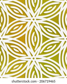 Abstract 3d geometrical seamless background. White geometrical flower with cut out of paper effect on smooth blurred background. Mesh was used. 