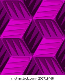 Abstract 3d geometrical seamless background. Pink 3d cubes with embossed texture. 