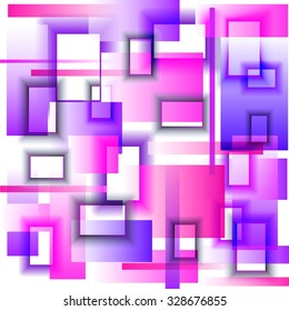 Abstract 3D geometrical volume background design. Pink, blue and purple