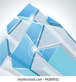 Abstract 3d geometricbroken glass lines modern grunge vector background. Eps 10.