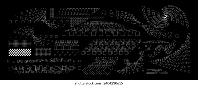Resumen de la colección cuadrada de geometría 3D. Elementos gráficos para afiche de diseño, banners, creativos. Conjunto de vectores